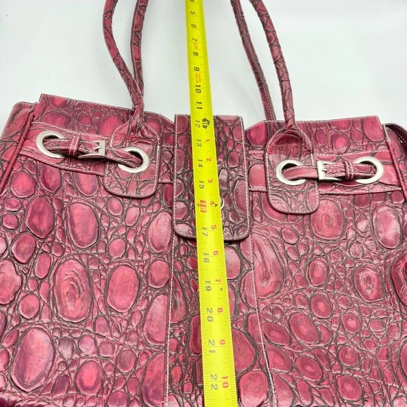 Large Charlie Lapson Leather Shoulder Bag Purse Burgundy size 16”x11” Laptop - Picture 12 of 16